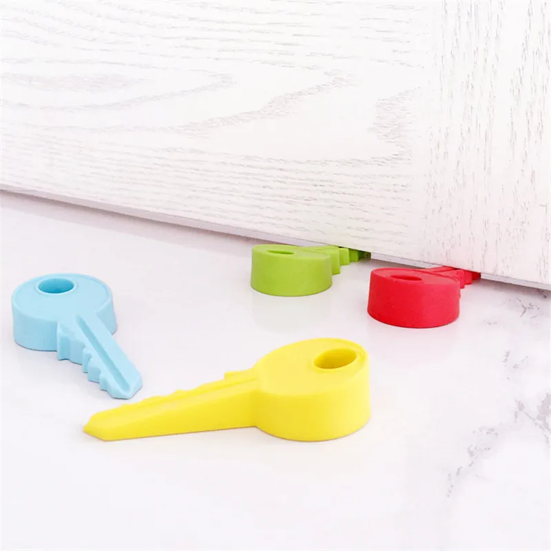Hot Silicone Rubber Door Stopper Cute Key Style Home Decor Finger Safety Protection Wedge Kid Baby Safe Doorstop