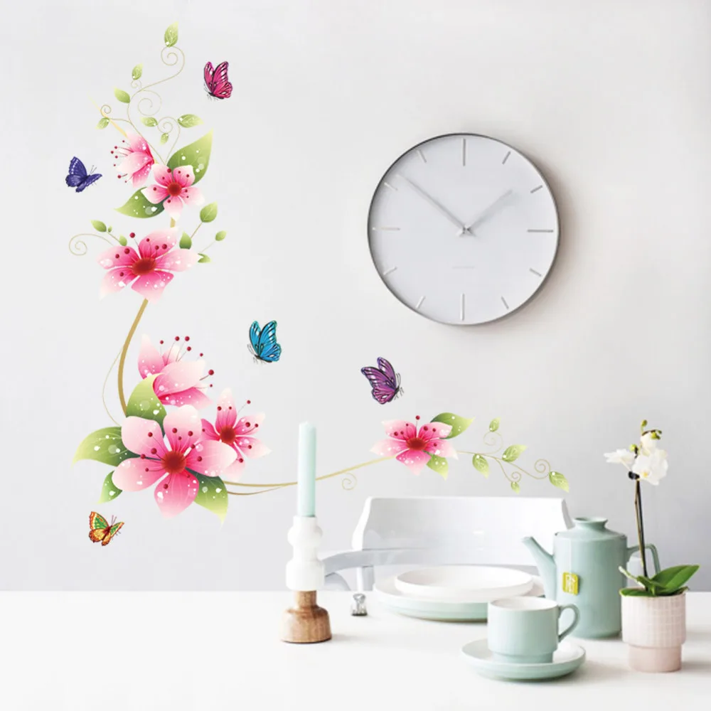5 design small sakura flower wall stickers bedroom room pvc decal mural arts diy zooyoo6008 home decorations wall decals posters