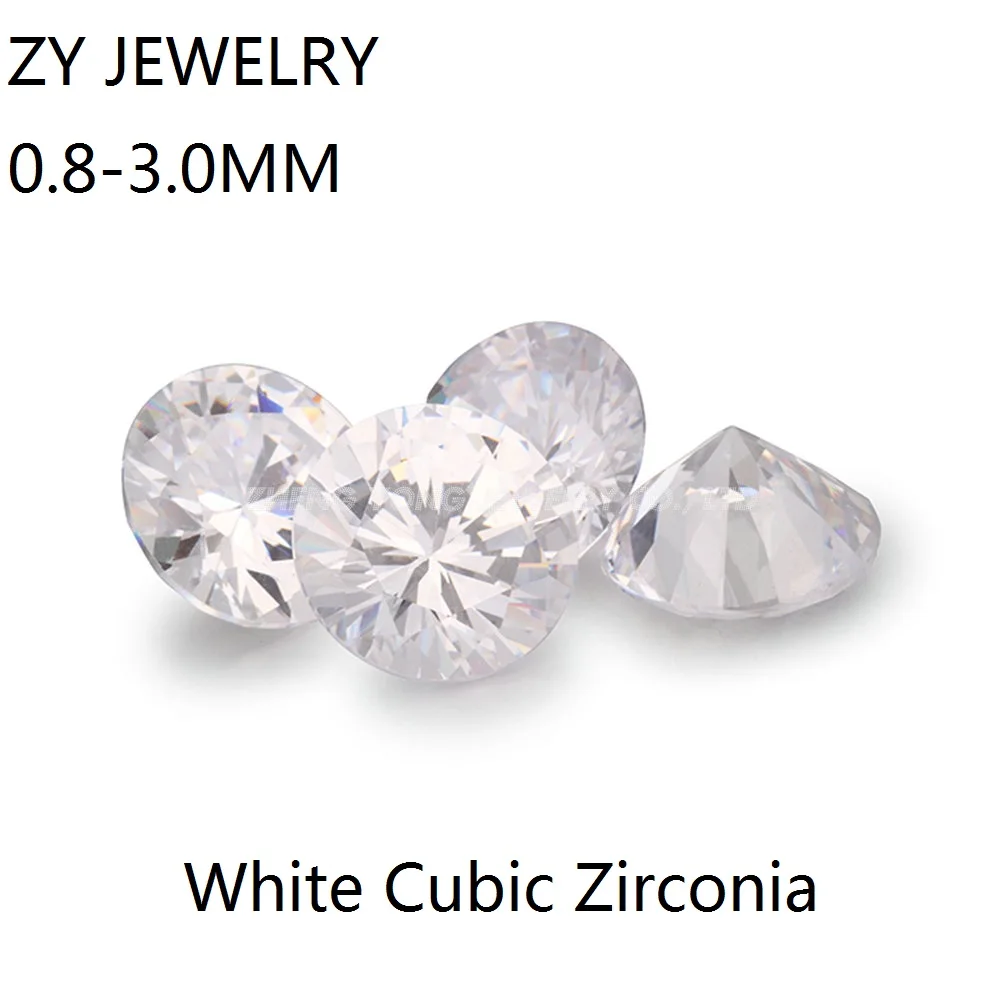

Free shipping 1000pcs 0.8-3mm AAA White Cubic Zirconia Round Brilliant Cut Loose CZ Stone Synthetic Gems For Jewelry