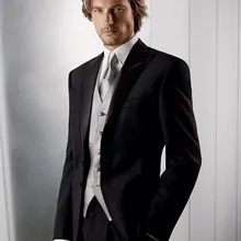 4 фото новые модные мужские костюмы модные Bridegroon Бизнес платье 2 Bottons черные формальные белые свадебные костюмы жениха