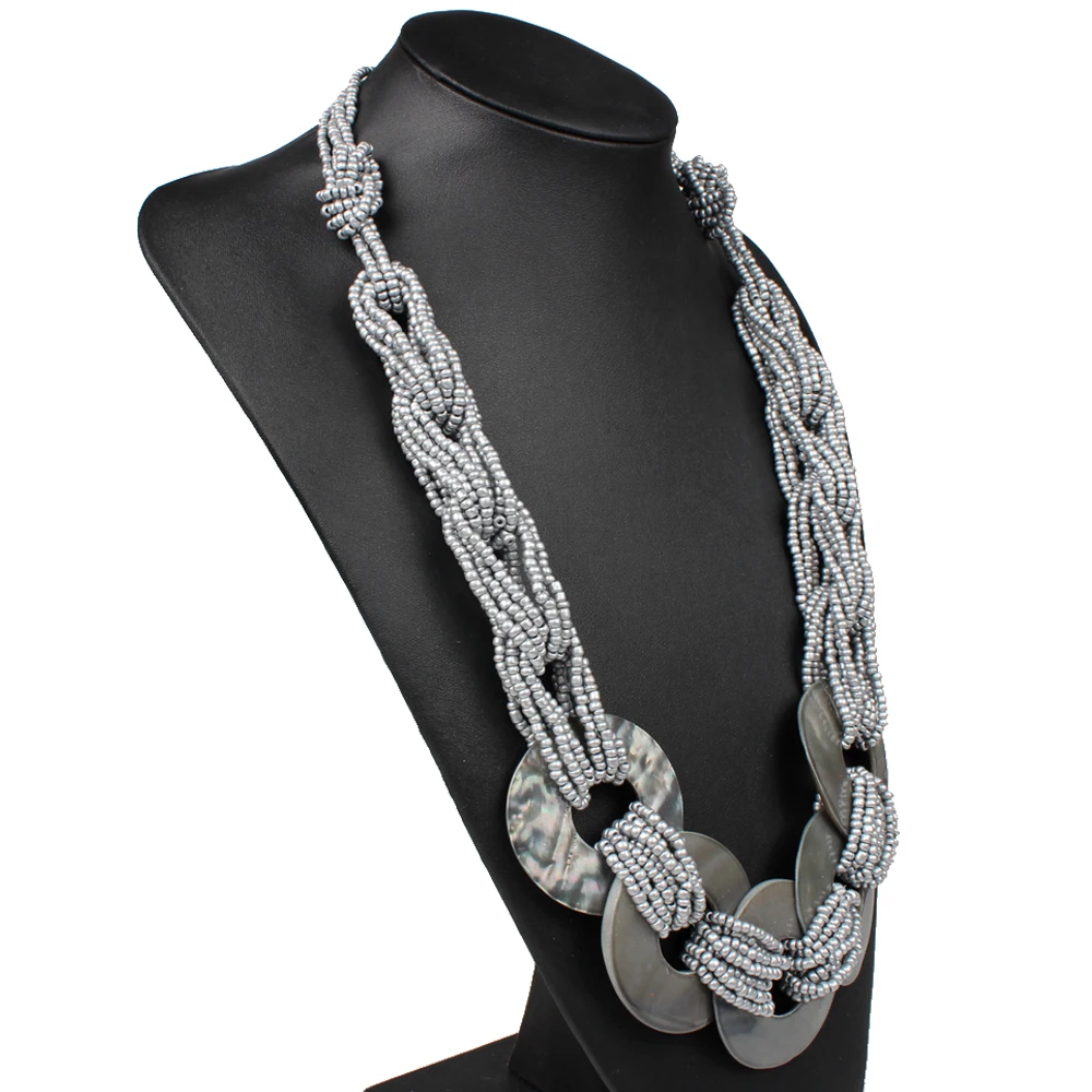 Claire jin большая оболочка ожерелье маленькие бусы Этническая бижутерия ручной работы богемное ожерелье s модный аксессуар женский длинный свитер цепь