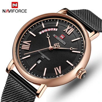 

NAVIFORCE Top Brand Luxury Watches Men Stainless Steel Ultra Thin Watch Male Date Quartz Clock Business Watch Relogio Masculino