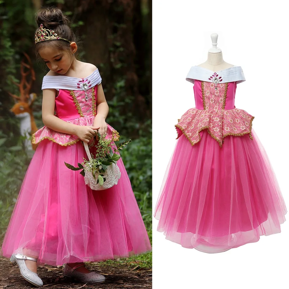 YOFEEL/платье для девочек «Аврора Спящая красавица», Детский карнавальный костюм принцессы на Рождество, день рождения, Детские платья для выпускного вечера и теплый плащ