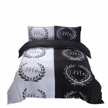 

Black and White Bedding Set Mr and Mrs Bedding Queen Bed Set (Mr&Mrs)