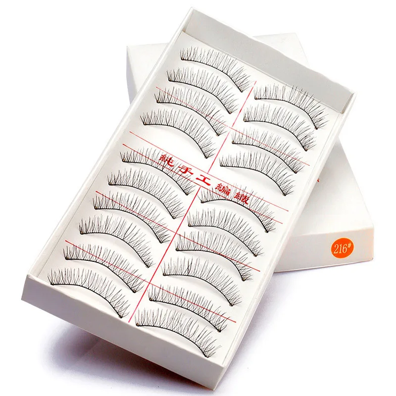 

20/5000 Handmade False Eyelashes Natural Long Nude Makeup Eyelashes 10 Pairs Long Lasting and Short