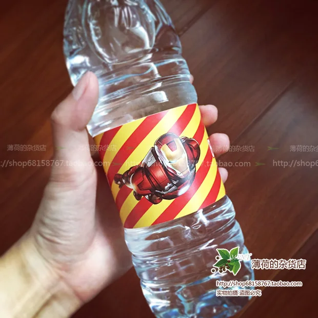 10 X Personalized Iron Man Bottle Water Labels,Theme party,wrappers,Baby Shower,Birthday party decorations