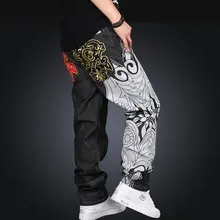 Горячая Распродажа хип-хоп джинсы свободные хип-хоп брюки мужские не-мейнстрим мужские скейтборд брюки