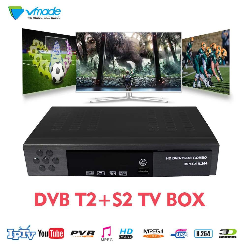 Vmade Satellite TV HD DVB T2 S2 Digital Terrestrial Tuner Support TUNER