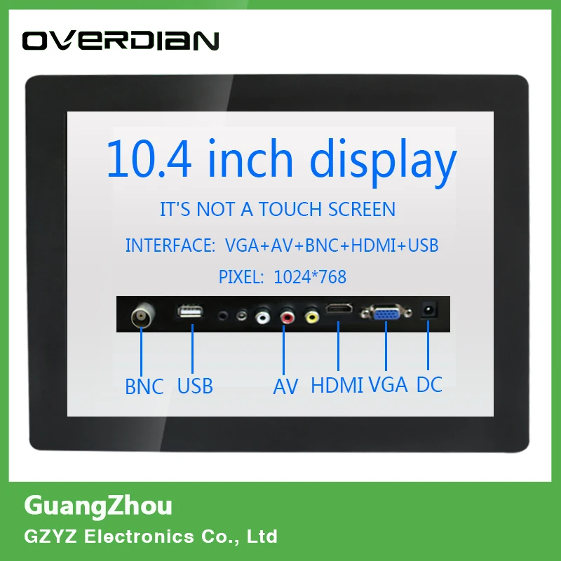 

10.4/10"Non-touch Screen VGA/HDMI/AV/BNC/USB interface Industrial Monitoring Machines Metal Shell Embedded Lcd Monitor1024*768