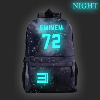 

Boys Girls Teens Backpacks Hip Hop Rapper Eminem Luminous School Bags Beautiful Backpack Men Women Travel Rucksack