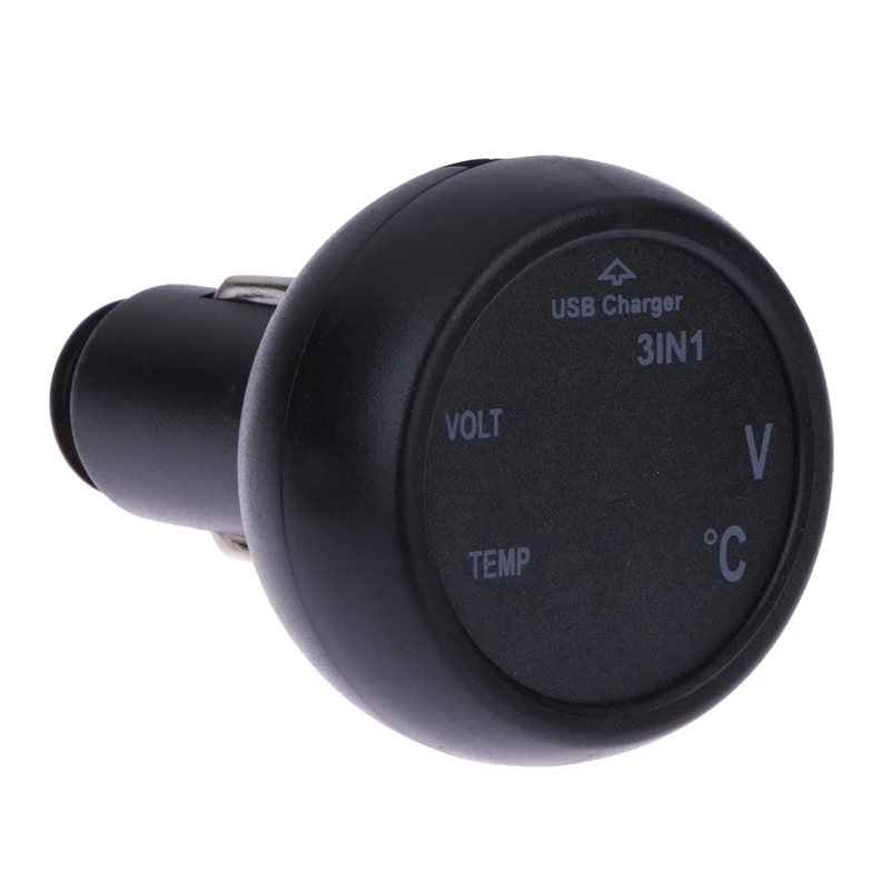 Vodool 3 в 1 Цифровой LED автомобилей Вольтметр термометр Авто USB Зарядное устройство 12 В/24 В Температура метр вольтметр светодиодный Дисплей