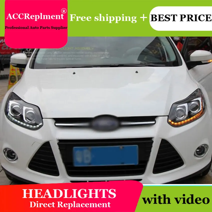 

AUTO.PRO headlights For ford focus 2012 2014 Q5 bi xenon lens+LED light guide DRL+H7 HID Kit car styling LED headlamps For focus