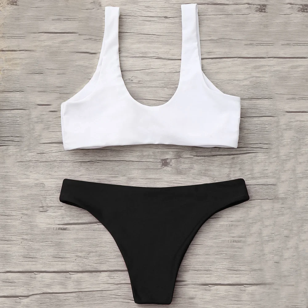 

ZAFUL Women Bikinis Push Up Bikini Set Swimwear Knotted Scoop Neck Female Swimsuit Biquini Brazilian Beach Bathing Suit