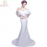 vestidos de noite Evening Dresses Beige robe soiree longue femme Off the Shoulder Satin Organza Sweetheart Mermaid Formal Dress