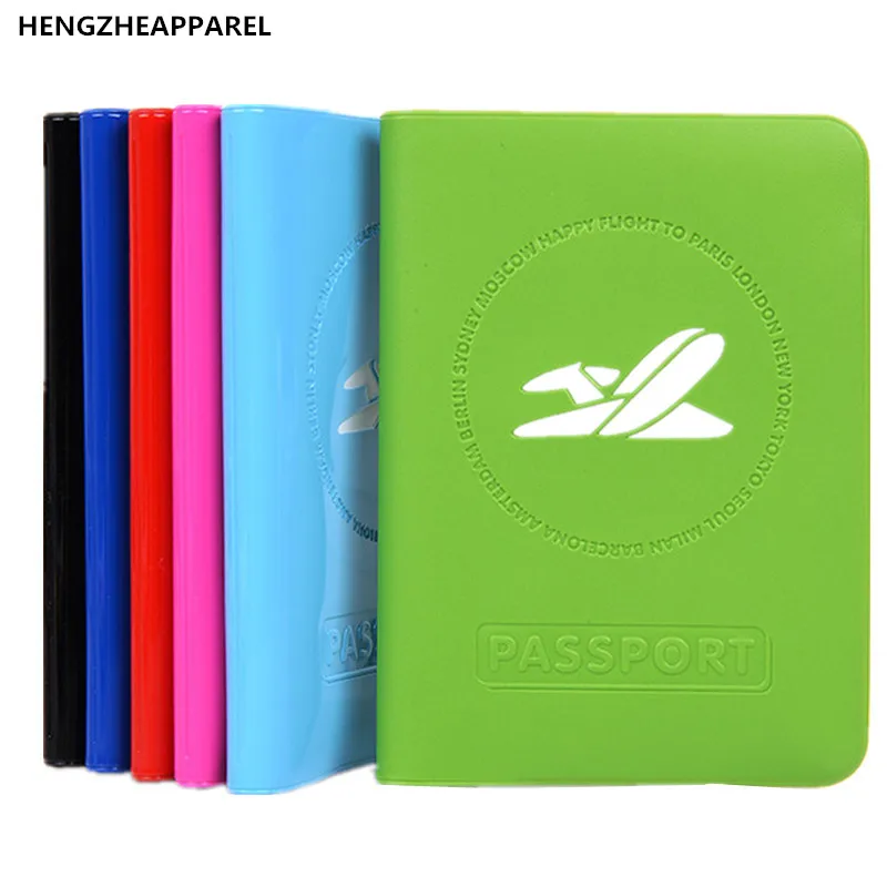 

candy color PVC passport card holder with plane pattern ID credit ticket travel passport cover folder bag protective holder