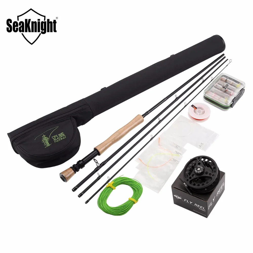 SeaKnight يطير الصيد مجموعة MAXWAY الكلاسيكية 7/8 يطير الصيد قضيب 4 أقسام + معدن بكرة + خط + إغراء مربع + قضيب حقيبة يطير الصيد قضيب كومبو