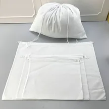 Хлопковая Сумка на шнурке тканевая сумка логотип на заказ белый цвет упаковочный пакет для волос Чистый хлопок вакуумные пакеты для одежды обувь сумка для хранения