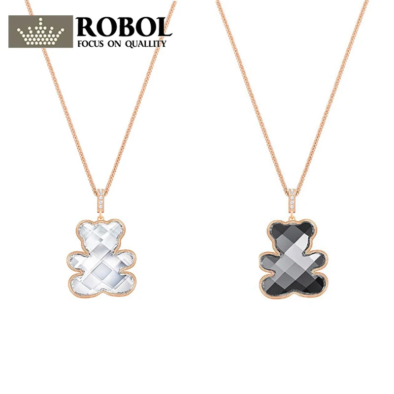

ROBOL Cri High Quality Original 1:1 Necklace Original Copy SWA Jewelry 5300446 5345685 Black And White Bear Necklace Women