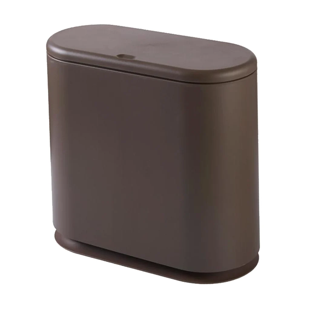 Modern Fashion White Flip Lid Trash Can Double Garbage Bag Holder Waste Bin
