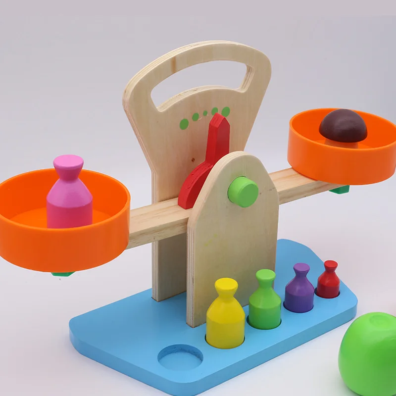 

Wooden Children's Simulation Balance Scales Weighing Hands-on Teaching Educational Toys