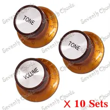 10 комплектов Скорость Управление Регуляторы для электрогитары Для сменный фиксатор для электрогитары запчасти/шляпа котелок(1 объем и 2 тона) Кофе-золото