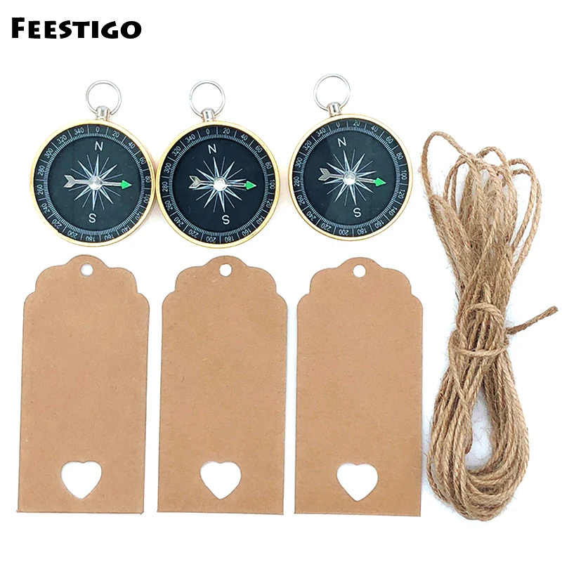 

FEESTIGO 12set Wedding Gifts for Guests Wedding Souvenirs Decoration Compass+Tags Party Favors Event Party Supplies