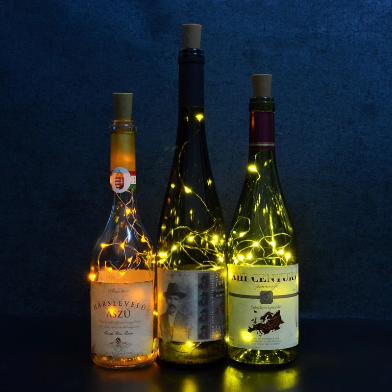 

10LED Solar Powered Wine Bottle Cork Shape Christmas Party Xmas Shining LED Copper Garland Festoon Wire String Lights