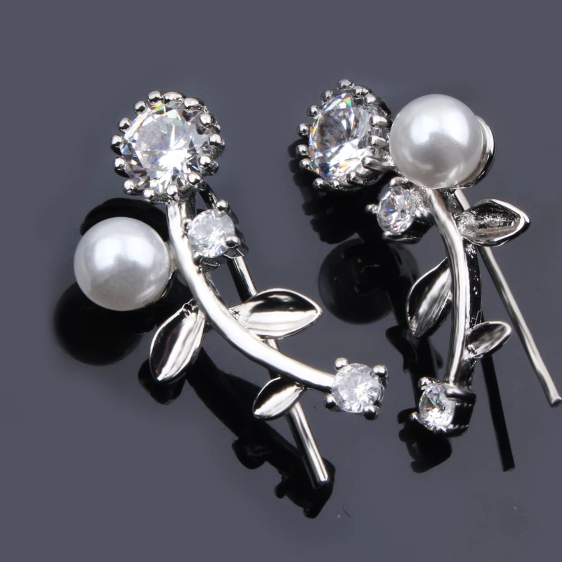 New Stainless Steel Pearl Earring Cuff Sweep Wrap Silver Gold Ear Material 316l Surgical Steel