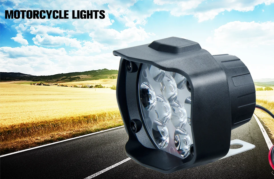 VooVoo Universal 9 LED Motorcycle Light Headlight Assembly Scooter Fog Spotlight 6000K White Car DRL Moto ATV UTV Motorbike Lamp_01 (1)