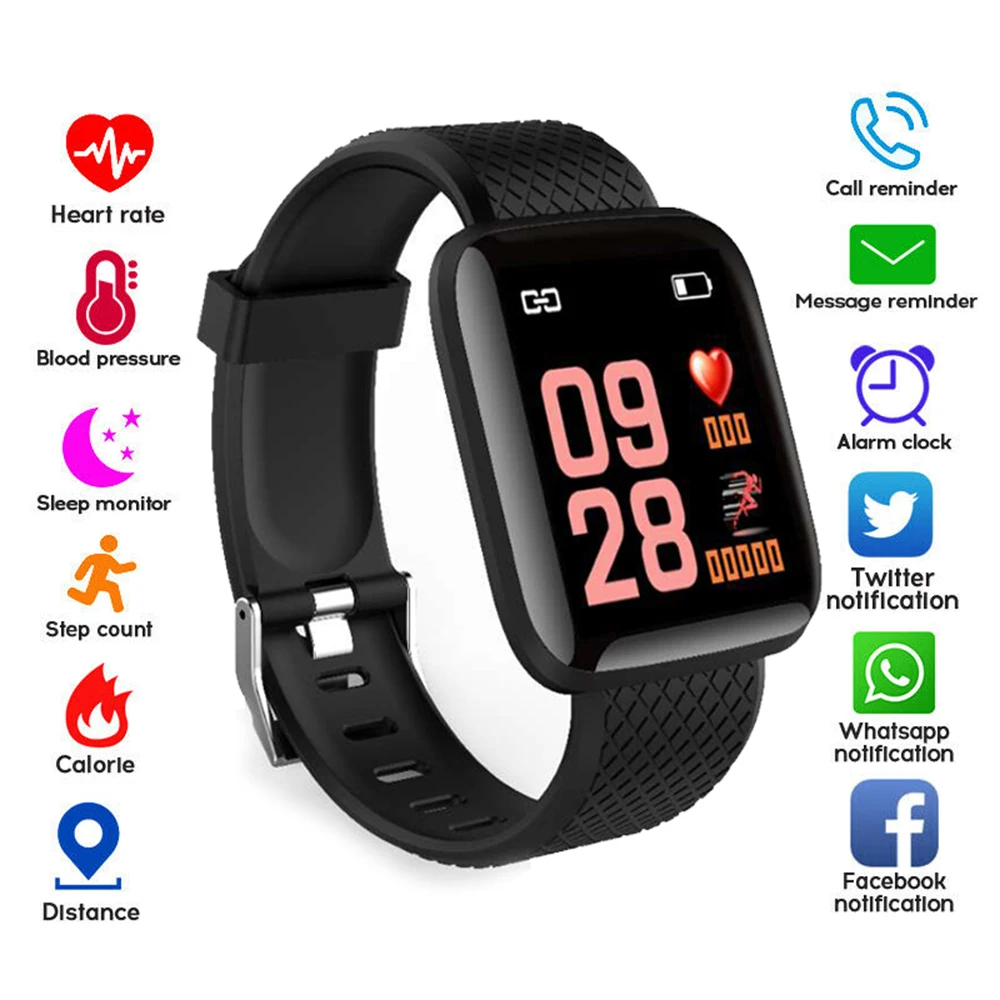 

116 Plus Smart Bracelet 1.3inch Color Screen Sports Fitness Pedometer Watch Heart Rate Blood Pressure Monitoring Band
