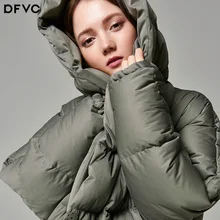 Dfvc/Новинка года; свободная зимняя куртка с капюшоном в европейском стиле; длинное белое пуховое пальто для девочек