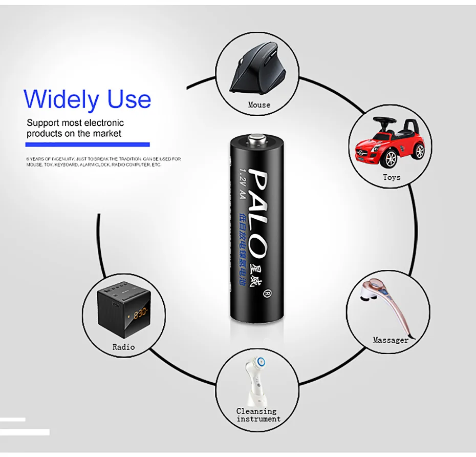 PALO светодиодный USB смарт-зарядное устройство для никель-металл-гидридных никель-кадмиевых аккумуляторов AA AAA+ 4 шт 1,2 в 1300 мАч AA Аккумуляторы