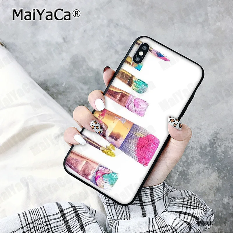 MaiYaCa Красивая Девичья Кисть для макияжа Черная оболочка чехол для телефона iphone 11 pro 5Sx 6 7 7plus 8 8Plus X XS MAX XR