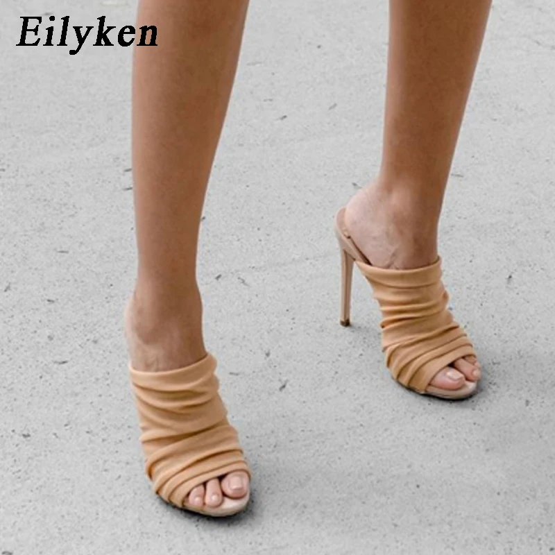 Eilyken/ г.; летние женские туфли на высоком каблуке; пикантные женские шлепанцы с острым носком; женские уличные шлепанцы на высоком тонком каблуке