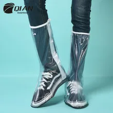 

QIAN Waterproof Rain Reusable Shoes Covers All Seasons Slip-resistant Zipper Rain Boots Overshoes Men&Women's Shoes Accessories
