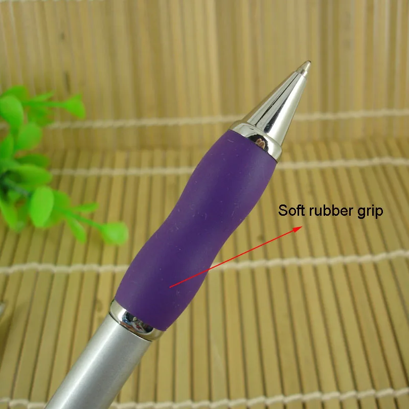 Soft rubber grip Ballpoint Pen 31g Metal Heavy Pen Silver and Purple Retractable Pens for Lady's Gifts Office Writing Instrument