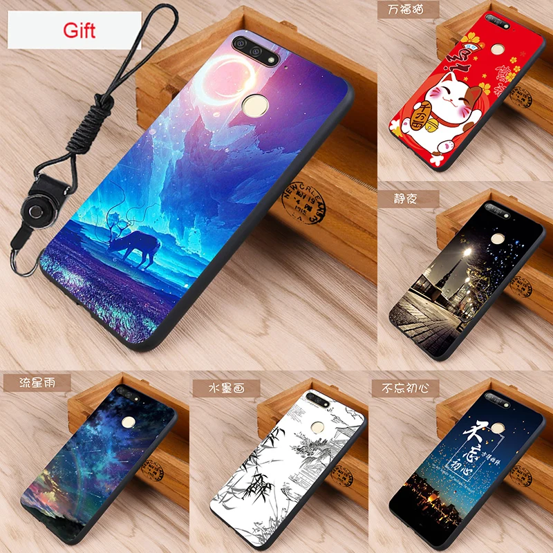 

Huawei y6 prime 2018 Case Original Cover for Huawei y6 prime 201 Case Bag Cover Skin Wolf Fish Skull y6 prime 2018 Fundas 100%