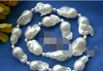 

xiuli 003525 Rare HUGE white baroque keshi reborn PEARL NECKLACE