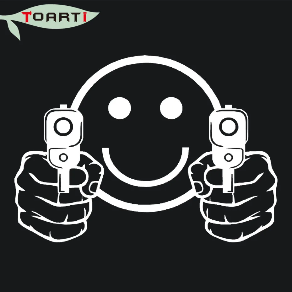 Смайлик ружья виниловые наклейки на автомобиль окно для стенок бампера патроны 2