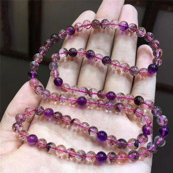 

6mm Natural Super Seven Melody Stone Rutilated Quartz Bracelet Women Anniversary Love Gift Crystal Round Beads Charms Jewelry