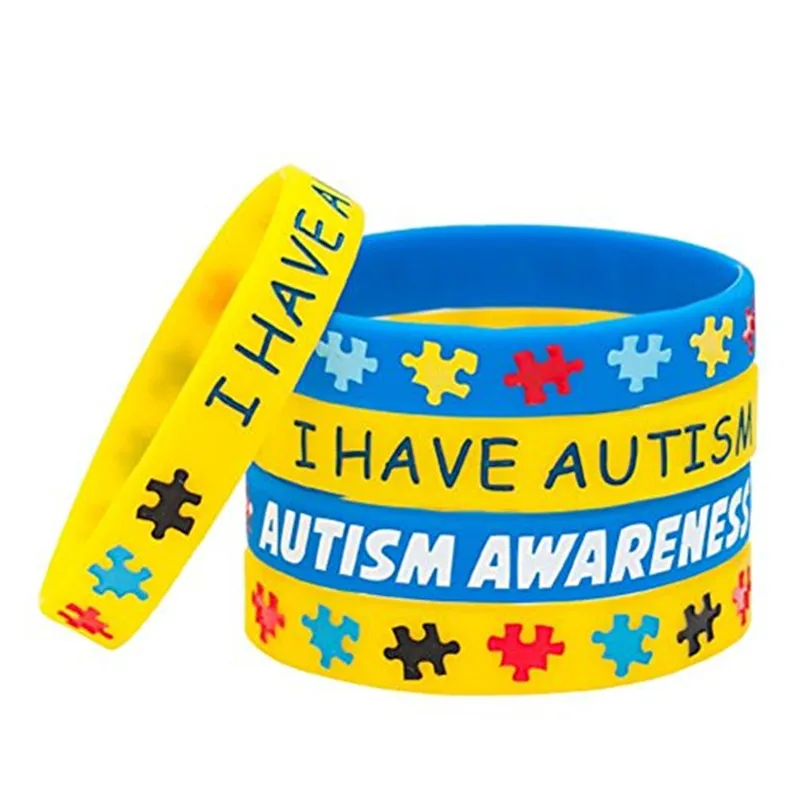 heart of charms set 5 i have autism awareness bracelets silicone sports wristband puzzle pieces  (12)_