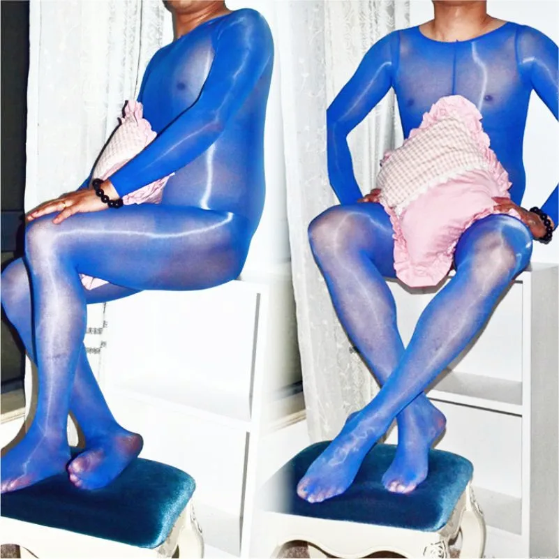 Sexy Men Bodysuit Silky Temptation Full Body Plus Size Men Exotic Body Stocking Sexy Costumes body stocking men pantyhose