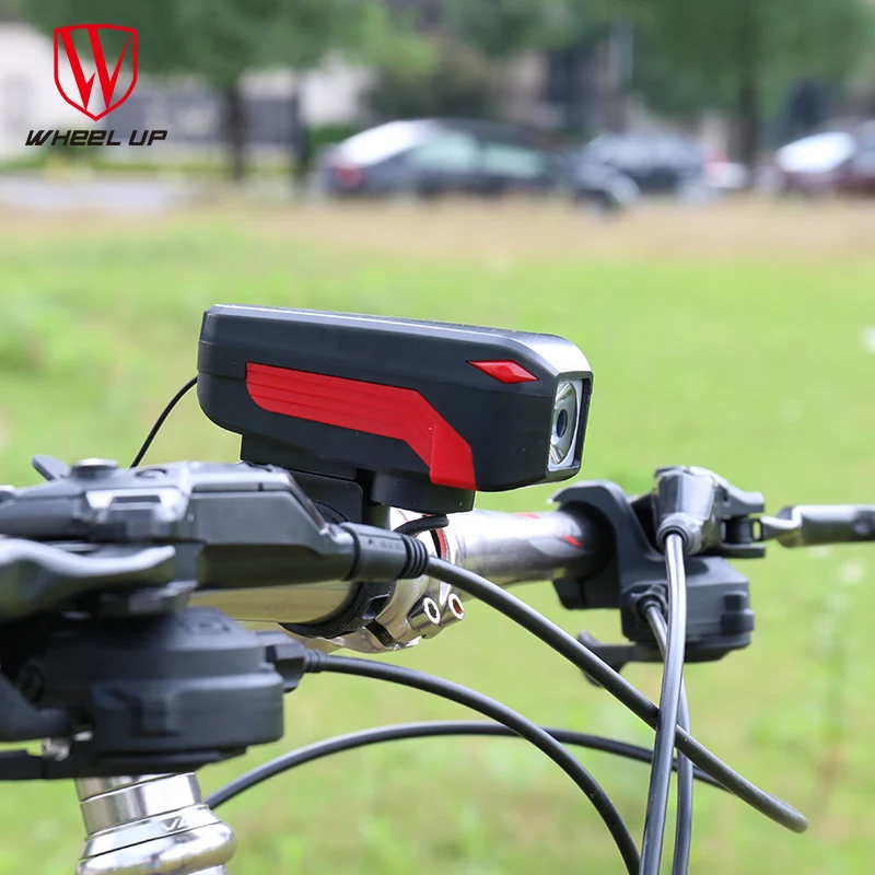 Perfect WHEEL UP Bike Bicycle Horn Headlight USB Rechargeable LED Lamp IPX5 350 Lumens Cycling Headlight With Horn Handlebar Flashlight 5