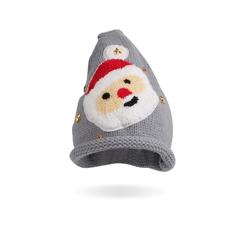 Santa Claus Knitted Children Hat Christmas Mother Kids Hat Winter Crochet Kids Beanie Children New Year Gift Pattern Kids Hat (32)