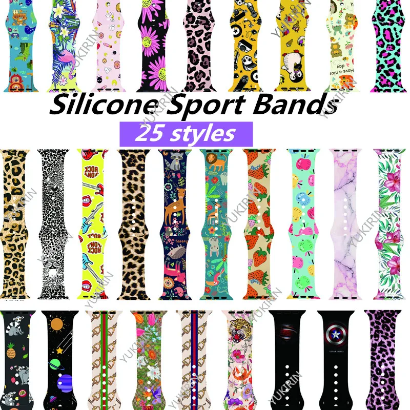 

YUKIRIN Cartoon Sport Silicone Strap For Apple Watch band Case 38 42 40 44mm for iwatch series 4 3 2 1 Flower pattern wristband