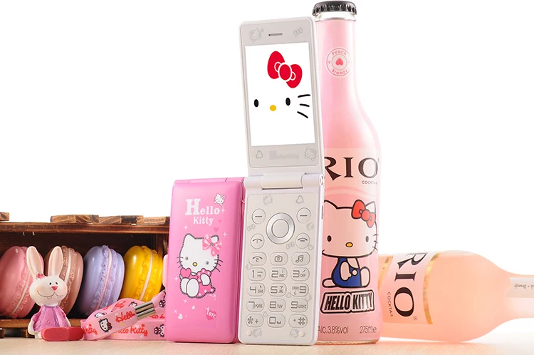 Hello kitty, 1800 мА/ч, флип, две sim-карты, GPRS, дыхательный светильник, сенсорный экран, сотовый телефон для женщин, девочек, детей, MP3, MP4, мультяшный мобильный телефон