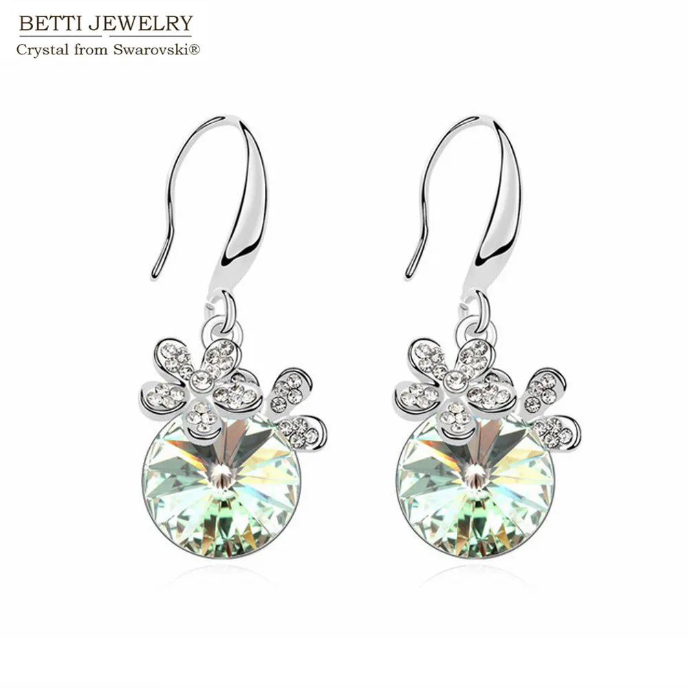 

2016 Charming Round Rhodium Plated Pendant Earrings design for Girl With Crystals From Swarovski for Valentine's Day gift