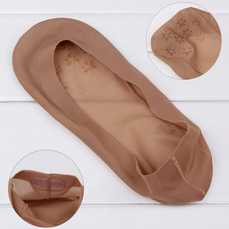 KL499 Ice silk shallow mouth invisible socks silicone anti-slip boat socks summer sneakers sock slippers