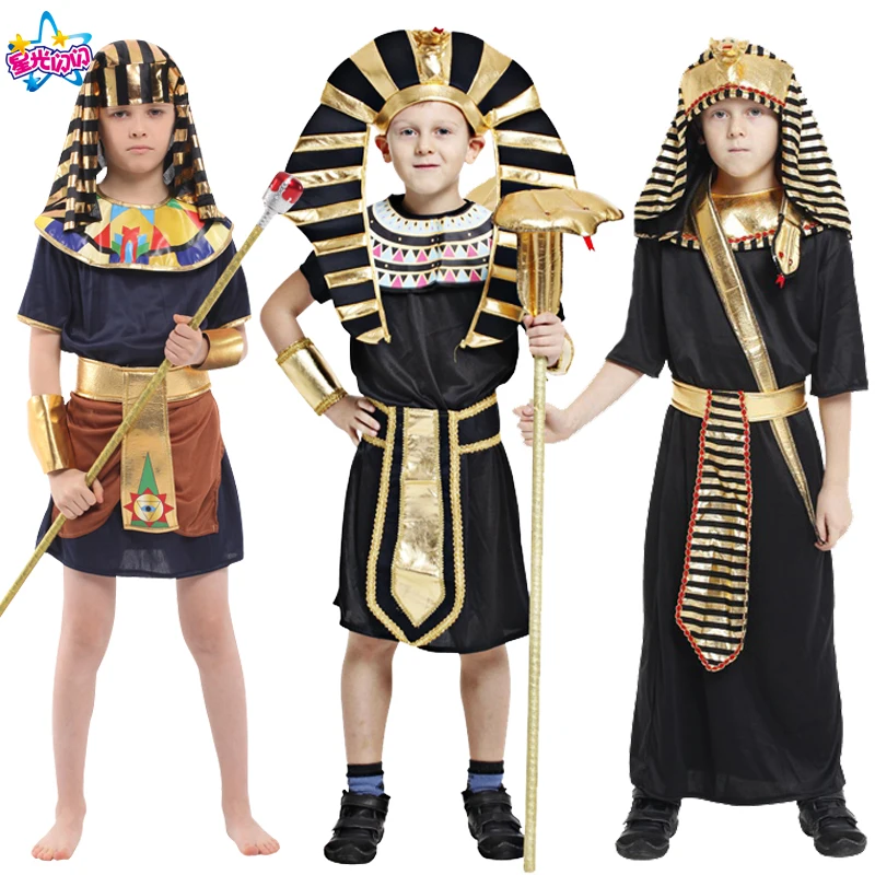 

Free Shipping Boys Egypt Costume Elegant Pharaoh Cosplay Costume Halloween Carnival Fancy Dress Party Decor King Knight Costume
