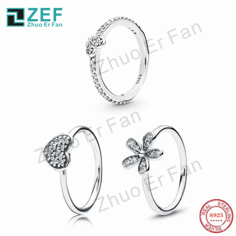 

ZEF pan 925 sterling silver rings for women Dazzling Daisy Bedazzling Butterfly classic elegant luxury original ladies jewelry